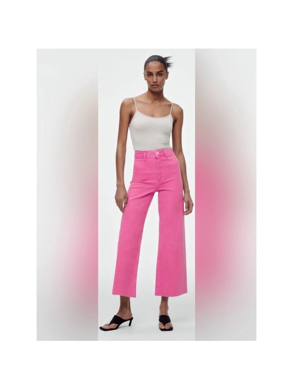 Zara The Marine High-Rise Wide-Leg Jeans Pink Size 0